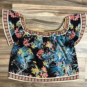Flying Tomato Off the Shoulder Women’s Top Blouse Size Small Floral Tropical